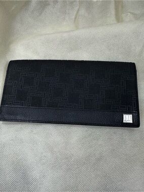 Dunhill Black Textured Long Wallet with Logo Plaque